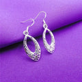 Marquise Eye Hollow Floral Pattern Ear Hooks European American Vintage Metal Earrings view 3