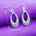 Marquise Eye Hollow Floral Pattern Ear Hooks European American Vintage Metal Earrings view 4