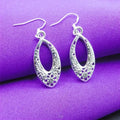 Marquise Eye Hollow Floral Pattern Ear Hooks European American Vintage Metal Earrings view 5