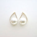 Elegant V Shaped Stud Earrings With Imitation Pearl, Minimalist Fashion Ear Jewelry For Women view 3