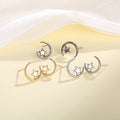Star And Moon Stud Earrings Minimal Metal Celestial Daily Ear Jewelry For Students Women view 3