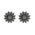 Vintage Metal Daisy Stud Earrings Distressed Sunflower Style Ear Jewelry view 5