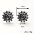 Vintage Metal Daisy Stud Earrings Distressed Sunflower Style Ear Jewelry view 4