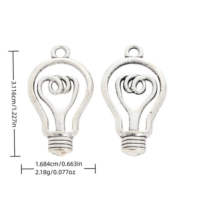 Antique Silver Zinc Alloy Light Bulb Charm Pendant for DIY Necklace Bracelet Jewelry Making