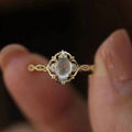 European Niche Luxury Faux Moonstone Cat Eye Ring For Women Elegant Designer Fashion Jewelry view 1
