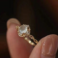 European Niche Luxury Faux Moonstone Cat Eye Ring For Women Elegant Designer Fashion Jewelry view 5