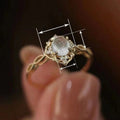 European Niche Luxury Faux Moonstone Cat Eye Ring For Women Elegant Designer Fashion Jewelry view 4