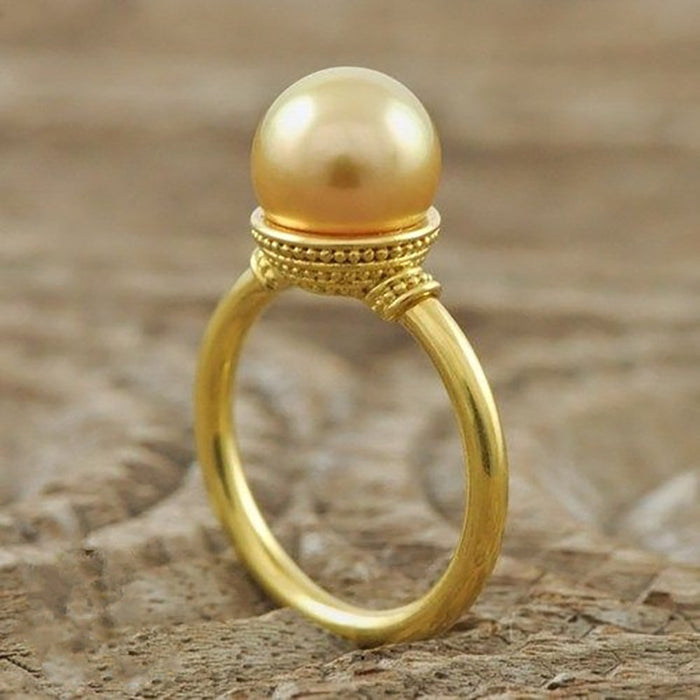 Fashion Faux Pearl Ring Vintage Style Elegant Statement Finger Ring For Women Jewelry