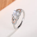 Rose Gold Two Tone Geometric Ring With Micro Pave Detail, Elegant Versatile Fashion Jewelry view 3