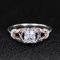 Rose Gold Two Tone Geometric Ring With Micro Pave Detail, Elegant Versatile Fashion Jewelry view 2