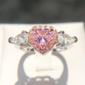 Heart Shape Two Tone Ring Pink Water Drop Finger Ring High End Fashion Hand Jewelry view 2