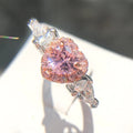 Heart Shape Two Tone Ring Pink Water Drop Finger Ring High End Fashion Hand Jewelry view 1