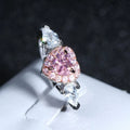 Heart Shape Two Tone Ring Pink Water Drop Finger Ring High End Fashion Hand Jewelry view 3