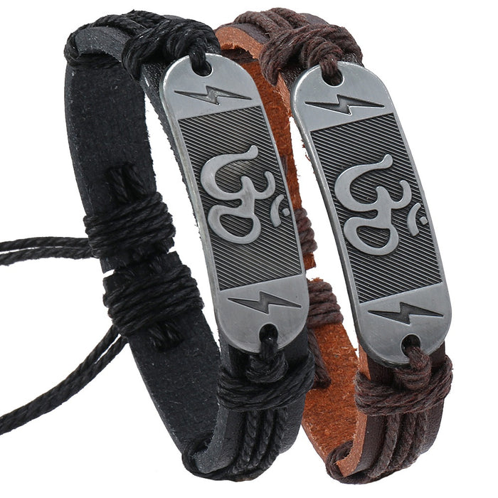 Trendy Handmade Braided Vintage Leather Bracelet Simple European Style Wrist Jewelry