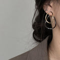 Silver Metal Multi-Layer Circle Hoop Earrings Minimalist Chic Geometric Luxury Ear Jewelry view 4