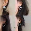Silver Metal Multi-Layer Circle Hoop Earrings Minimalist Chic Geometric Luxury Ear Jewelry view 1