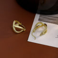 Elegant Minimalist Cross X Wrap Alloy Hoop Ear Cuffs, Light Luxury Gold Silver Plated Huggie Earrings view 3