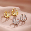Elegant Minimalist Cross X Wrap Alloy Hoop Ear Cuffs, Light Luxury Gold Silver Plated Huggie Earrings view 1