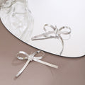 Elegant Silver Alloy Bowknot Stud Earrings For Women, Minimalist Ribbon Shape Fashion Earrings view 3