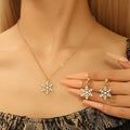 Elegant Christmas Snowflake Alloy Enamel Pendant Necklace Jewelry Set With Matching Drop Earrings view 5