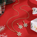 Elegant Christmas Snowflake Alloy Enamel Pendant Necklace Jewelry Set With Matching Drop Earrings view 4