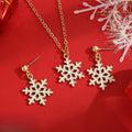 Elegant Christmas Snowflake Alloy Enamel Pendant Necklace Jewelry Set With Matching Drop Earrings view 3