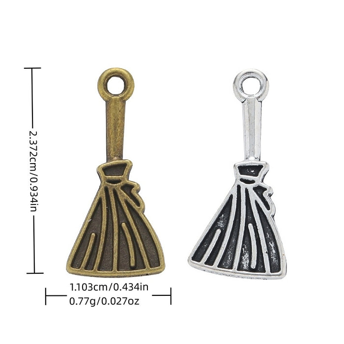 Zinc Alloy Broom Charm Pendant for DIY Necklace Bracelet Jewelry Making
