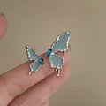 Blue Faux Pearl Floral Bow Stud Earrings Vacation Style Sweet Fresh Fashion Jewelry view 3