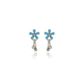 Elegant Enamel Blue Flower Studs With Rhinestone Tassel Drop Sweet Forest Style Alloy Earrings view 5