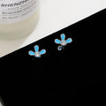 Elegant Enamel Blue Flower Studs With Rhinestone Tassel Drop Sweet Forest Style Alloy Earrings view 1