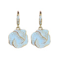 Gold Plated Copper Zircon Camellia Flower Drop Earrings French Chic Elegant Style view 5
