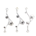 Silver Zinc Alloy Flower Branch Charm Pendant for DIY Necklace Bracelet Jewelry Making view 2