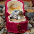Vintage Ethnic Wide Band Ring Geometric Diamond Quadrilateral Branch Vine Women Finger Ring view 3