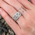 Vintage Ethnic Wide Band Ring Geometric Diamond Quadrilateral Branch Vine Women Finger Ring view 4