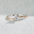 Korean Simple Two Tone Thin Pinky Ring Micro Pave Geometric Swing Arm Fashion Finger Jewelry view 3