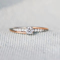 Korean Simple Two Tone Thin Pinky Ring Micro Pave Geometric Swing Arm Fashion Finger Jewelry view 2