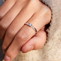 Korean Simple Two Tone Thin Pinky Ring Micro Pave Geometric Swing Arm Fashion Finger Jewelry view 1