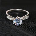 Classic Six Prong Faux Moissanite Ring, Fashion Bridal Wedding Jewelry For Women view 3