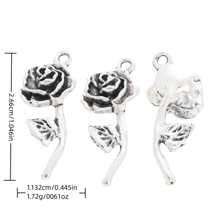 Antique Silver Zinc Alloy Flower Charm Pendant No.591995 for DIY Necklace Bracelet Jewelry Making
