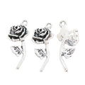 Antique Silver Zinc Alloy Flower Charm Pendant No.591995 for DIY Necklace Bracelet Jewelry Making view 2