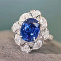 Royal Faux Sapphire Statement Ring For Women, High End Simulated Gemstone Fashion Jewelry view 5
