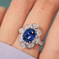 Royal Faux Sapphire Statement Ring For Women, High End Simulated Gemstone Fashion Jewelry view 3