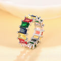 Geometric Full Rhinestone Ring Simple Hip Hop Statement Finger Ring European Style Fashion Jewelry view 1