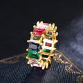 Geometric Full Rhinestone Ring Simple Hip Hop Statement Finger Ring European Style Fashion Jewelry view 2