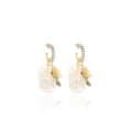 Light Luxury French Vintage White Shell Petal Flower Gold Alloy Silver Needle Dangle Drop Earrings view 5
