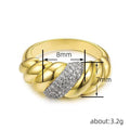 Vintage Croissant Horn Design Micro Pave Ring, Versatile Fashion Finger Jewelry view 4
