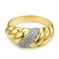 Vintage Croissant Horn Design Micro Pave Ring, Versatile Fashion Finger Jewelry view 2