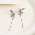 Elegant Korean Luxury Rhinestone Bowknot Tassel Drop Silver Needle Fashion Earrings view 3