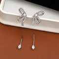 Elegant Korean Luxury Rhinestone Bowknot Tassel Drop Silver Needle Fashion Earrings view 2