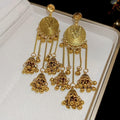 Vintage Alloy Floral Cluster Tassel Drop Earrings With Silver Needle Elegant Retro Design view 2